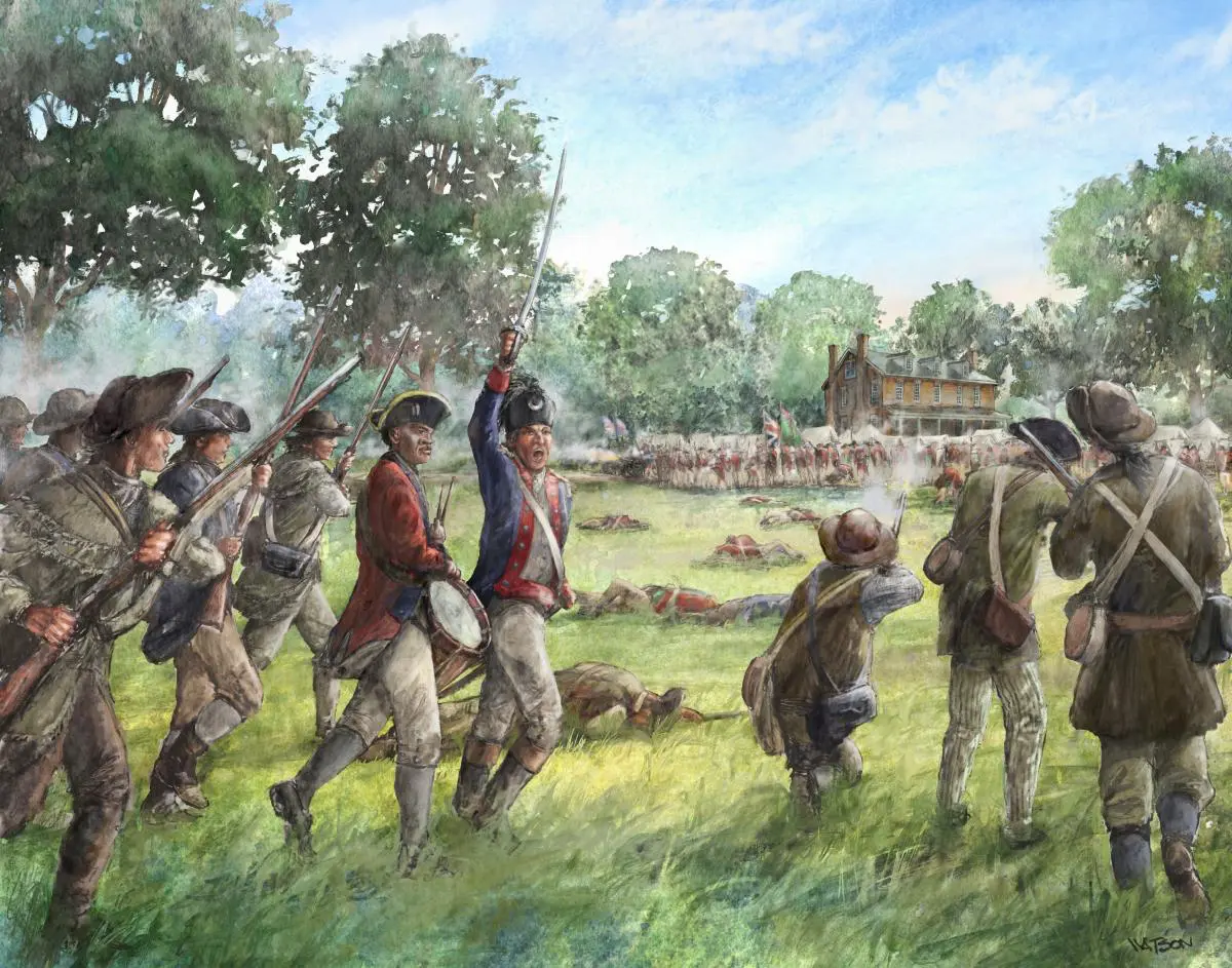 Jim Capers and Francis Marion at Eutaw Springs - Art by Dale Watson